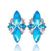 Blue Marquise Crystal Stone Statement Earrings